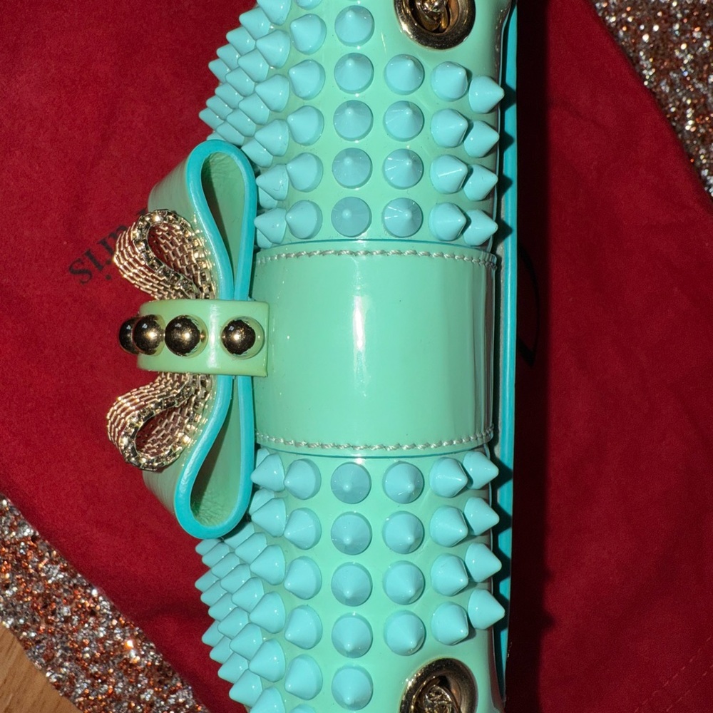 Louboutin Mint Green and aqua Studded